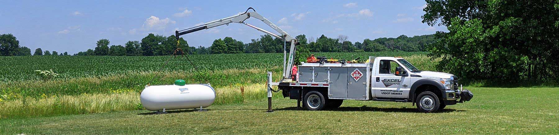 propane delivery with crane truck